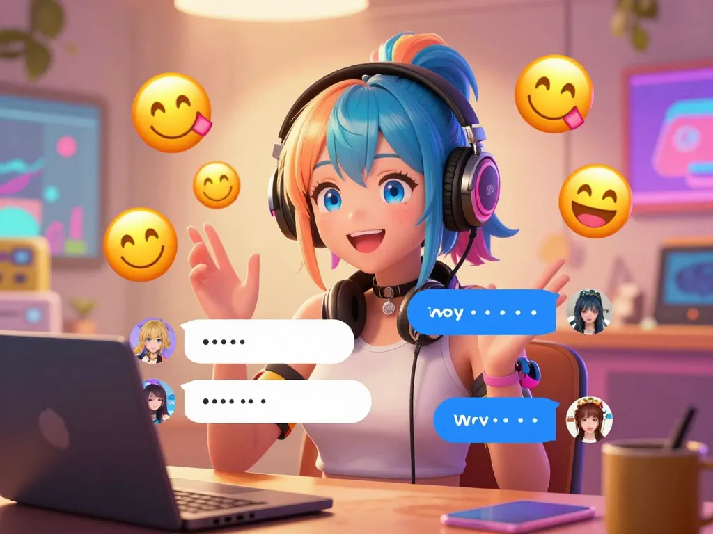 Engaging hentai ai chat scene featuring an anime character chatting in a vibrant virtual environment.