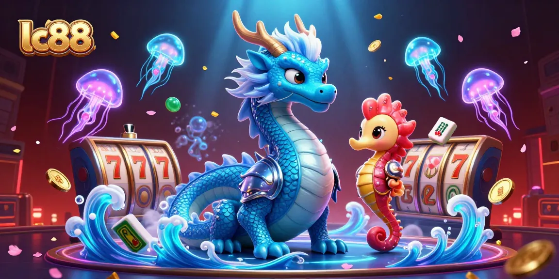 Engage in exciting gaming adventures with lc88, featuring a dynamic underwater scene filled with magical creatures and vibrant casino elements.