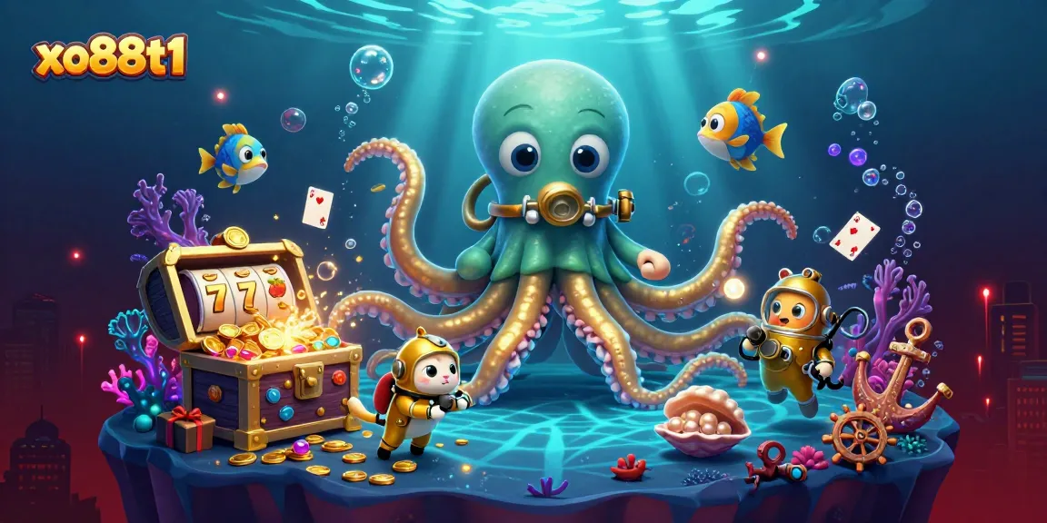 Experience the thrill of xo88t1 with a colorful underwater casino adventure featuring a kraken.