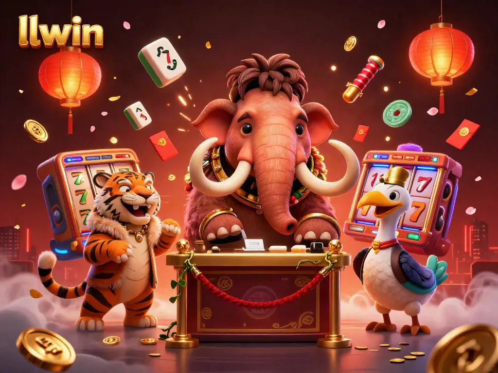 Experience thrilling casino action with llwin featuring cartoon characters at the entrance.
