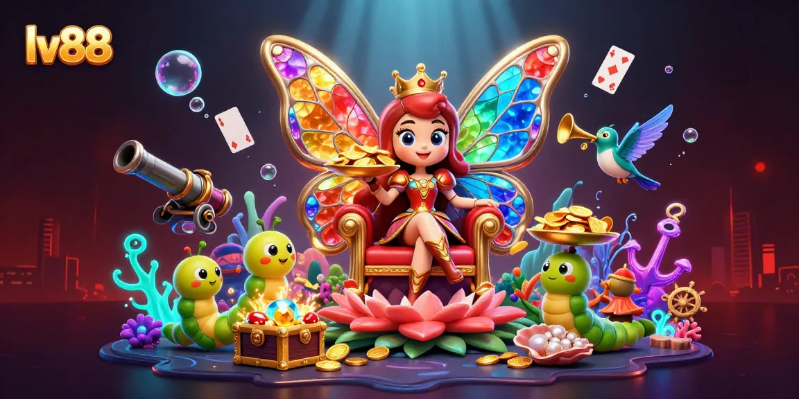 Engage with the vibrant world of lv88 through this dynamic casino illustration bursting with excitement and detail.