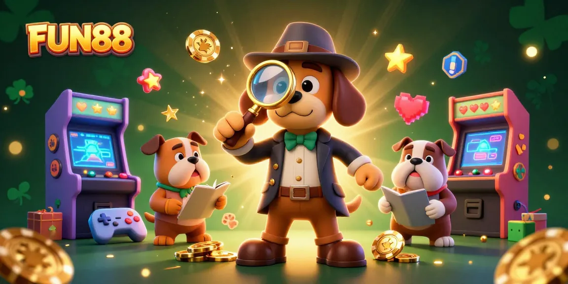 Experience FUN88 through a vibrant 3D casino scene with characters and gaming elements, evoking excitement and treasure.