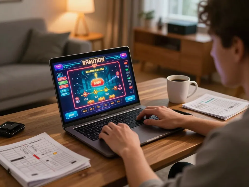 Engaging online gaming moment at trang chủ lc88 with a cozy home setup and casino interface