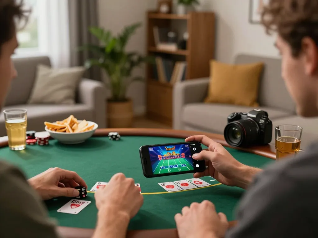 Exciting gameplay experience on the 88vv app during live dealer blackjack in a cozy home setting.