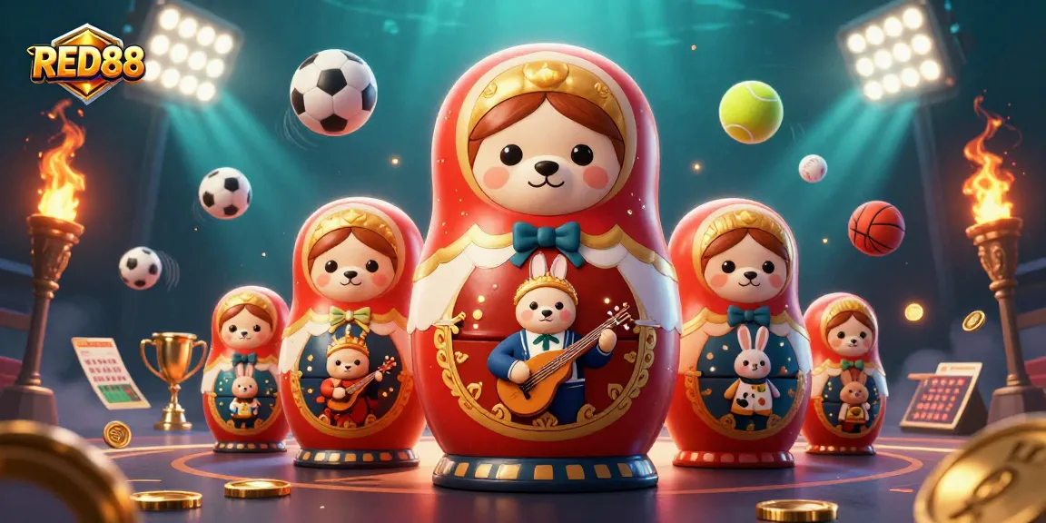 Experience the excitement of RED88 with engaging casino themes in this vibrant 3D illustration.