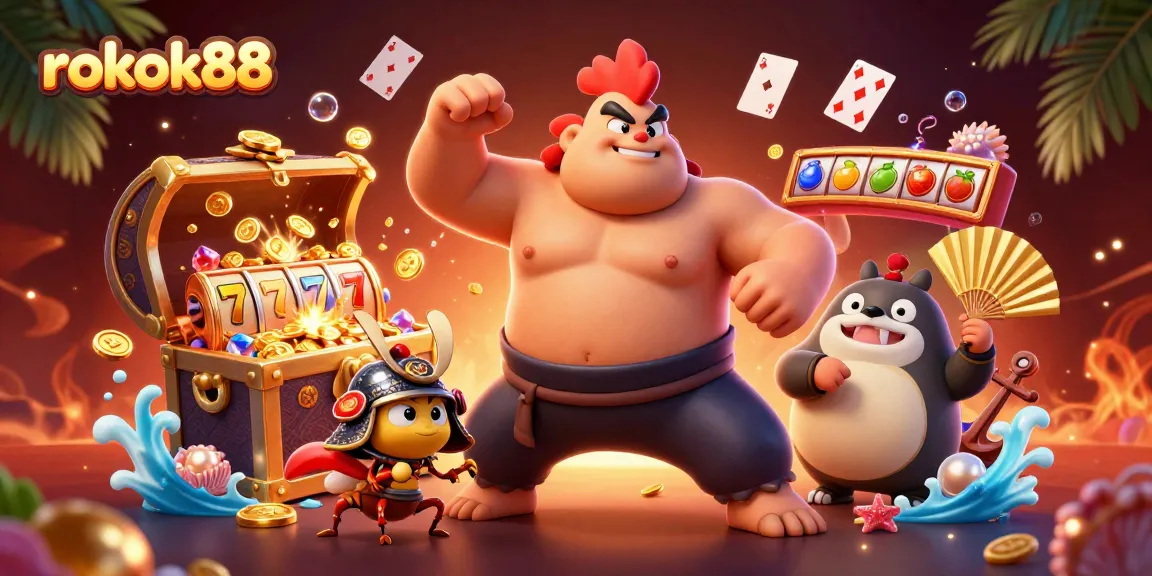 Experience the excitement of rokok88 with vibrant slot themes and interactive characters in a dynamic aquarium scene.