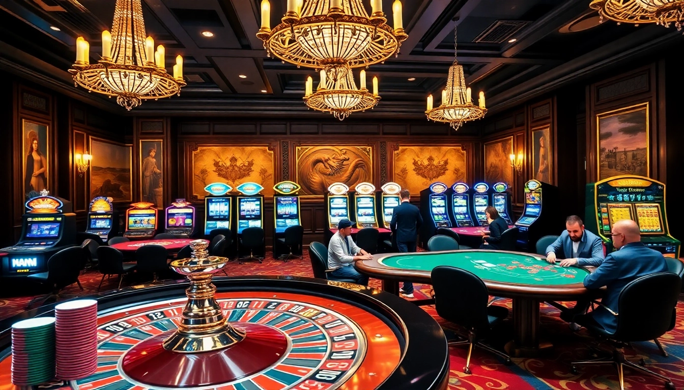 Experience the excitement of winning at TG88's vibrant casino gaming room, featuring roulette and poker tables.