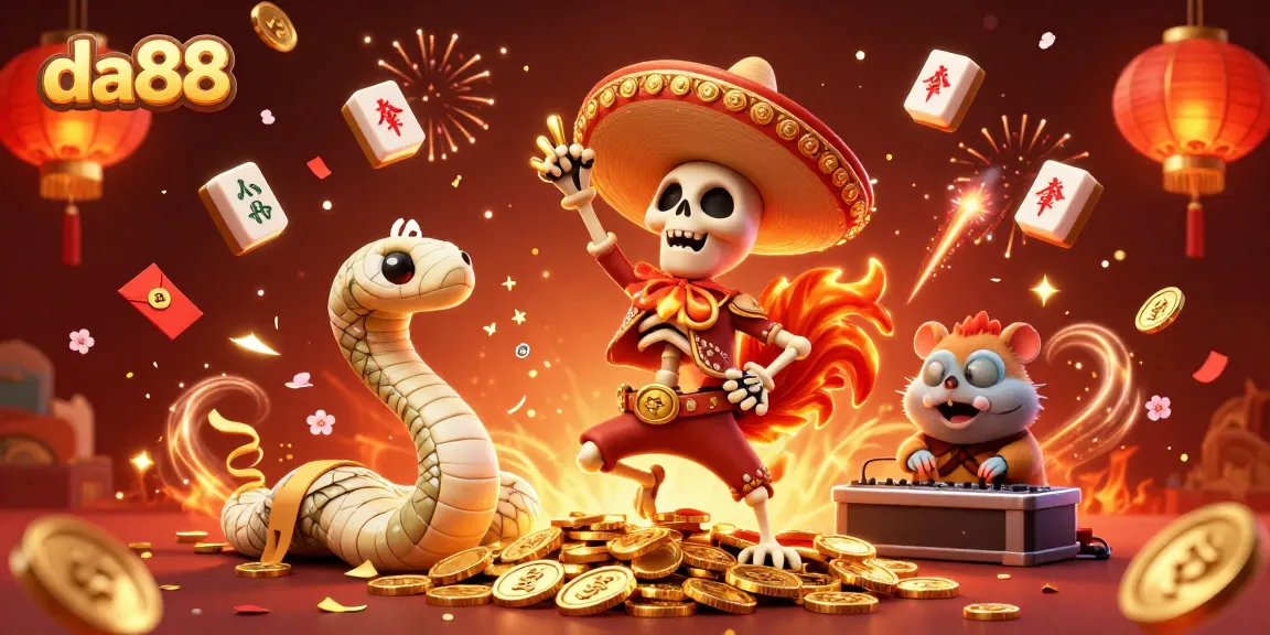 Join the da88 gaming celebration as a mariachi rooster, mummy snake, and zombie hamster dance in fortune.