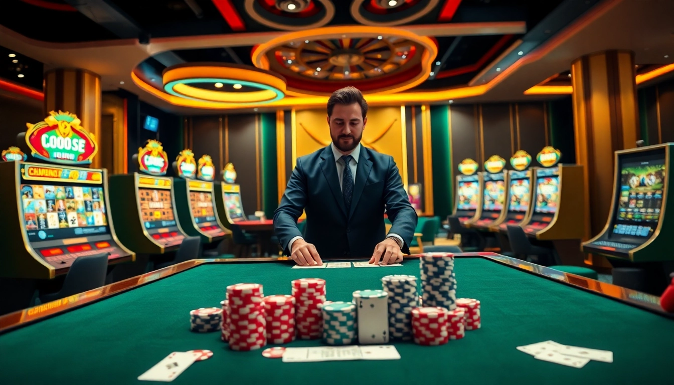 6623 đăng nhập with excitement at a luxurious casino table, showcasing vibrant games and colorful chips.