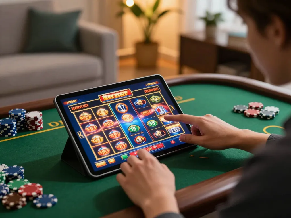 Engaging gameplay on NK88 casino app showing vibrant slots and poker action.