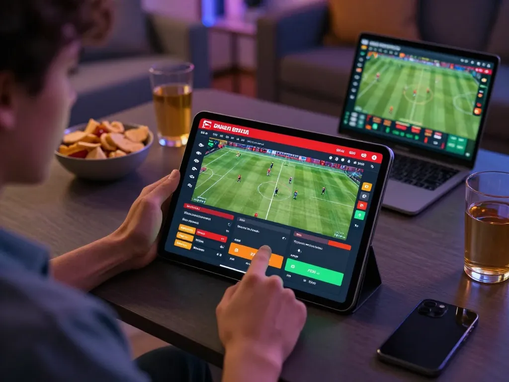 Betting on Bundesliga match using nhà cái go8 online platform from home setup