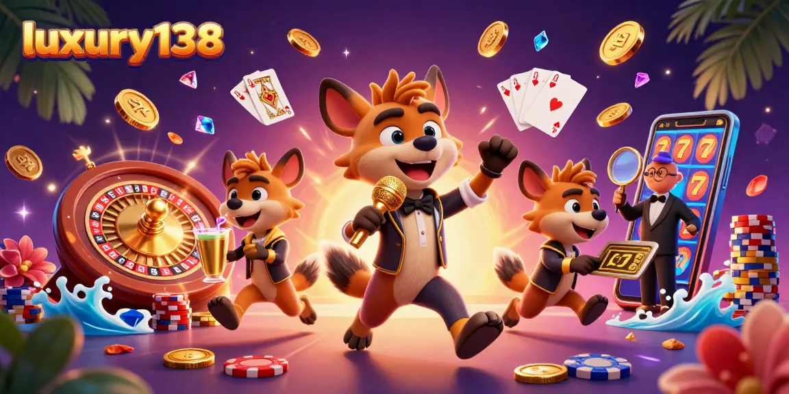Engage in the excitement at luxury138 with lively hyenas in a dynamic casino scene filled with vibrant gaming elements.