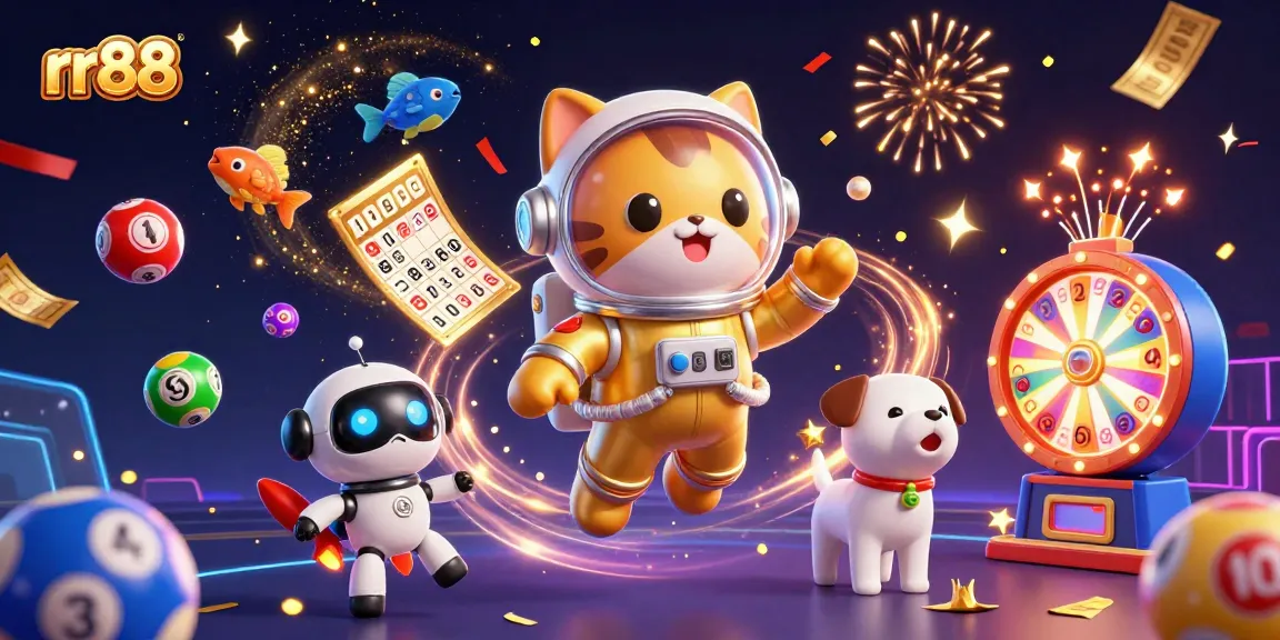 Experience the excitement of rr88 with a thrilling 3D casino scene featuring dynamic game elements and vibrant characters.